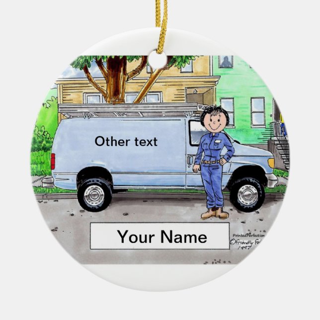 Service Van, Blue - Weibliche Keramik Ornament (Vorne)