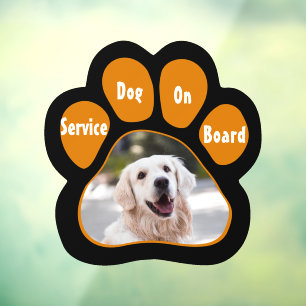 Servicehund an Bord Pfotenabdruck Foto Orange Schw Fensteraufkleber
