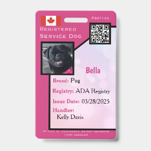 Servicehund-ID-Karte pink vertikal Badge Ausweis
