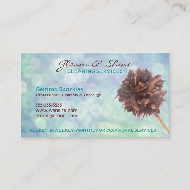 Services de nettoyage bleu Cartes de visite (Devant)