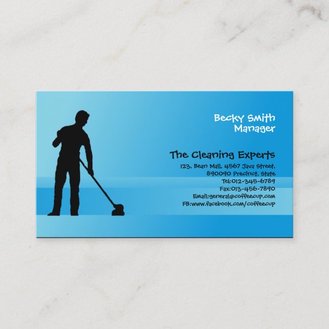 Services de nettoyage Carte de visite Man Mopping (Devant)