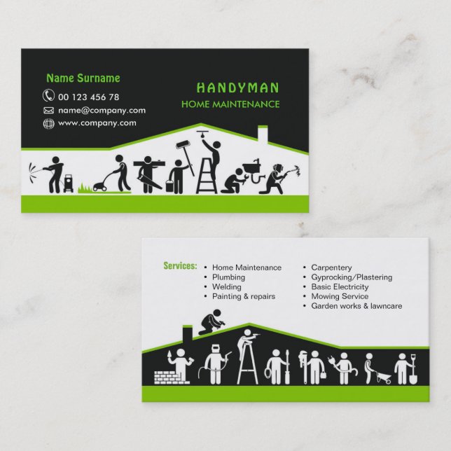 Services Handyman, carte de visite d'entretien à d (Devant / Derrière)