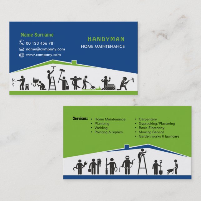 Services Handyman, carte de visite d'entretien à d (Devant / Derrière)