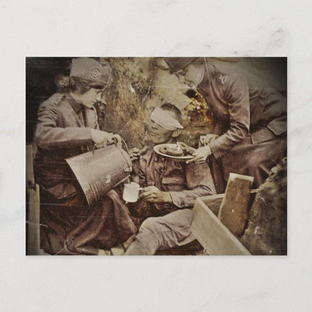 Servieren des verwundeten Soldaten-Kaffees Postkarte (Vorderseite)