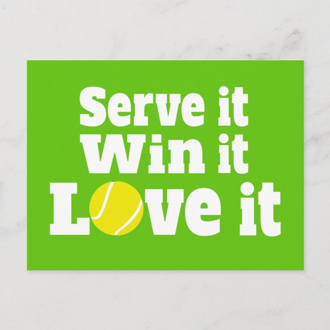 servieren, gewinnen, Liebe, Tennissport, Postkarte (Vorderseite)