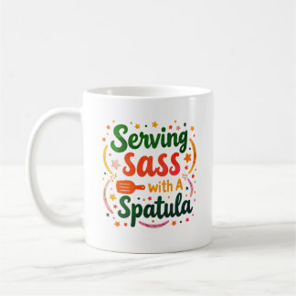 Servieren Sie Sass mit einem Spatel-Kaffeebecher Kaffeetasse
