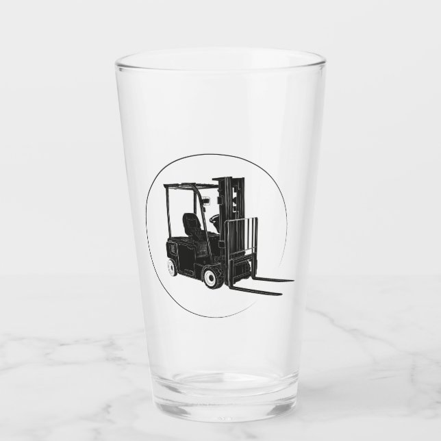 Servieren von Getränken mit Gabelstapler Grafik Glas (Vorderseite)
