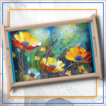 SERVIERTABLETT - orangefarbenes, gelbes, blaues Bl
