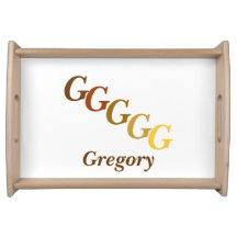 Serviertablett - Stepped Initials, Name in Browns