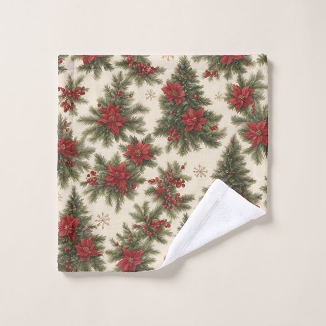 Serviette à feuillage persistant de charme de Noël (Gant de toilette)