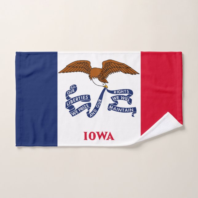 Serviette à main avec Drapeau de l'Etat de l'Iowa, (Serviette à main)