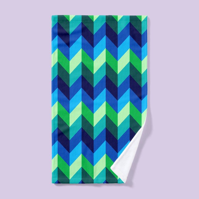 Serviette à main Blue Green Ombre Chevrons (Serviette à main)