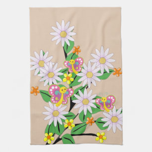 Serviette à main fleurie Beige