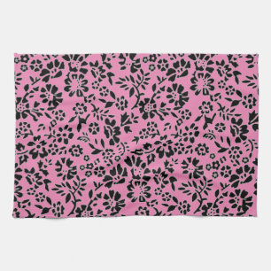 SERVIETTE À MAIN FLEURIE/ROSE ET NOIRE !