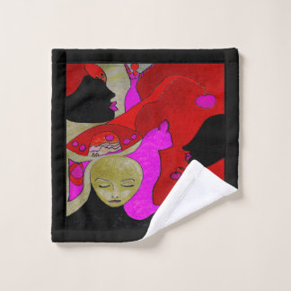 Serviette à main ou linge en rouge et noir