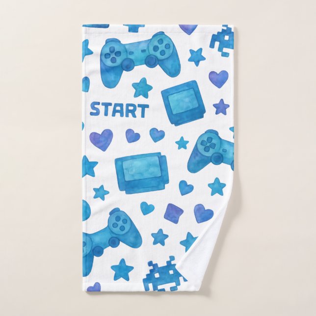 Serviette à main Retro Gamer - Jeu vidéo bleu (Serviette à main)