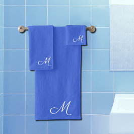 Serviette à monogramme bleu royal