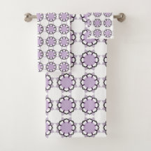 Serviette à motif géométrique mandala blanc et vio