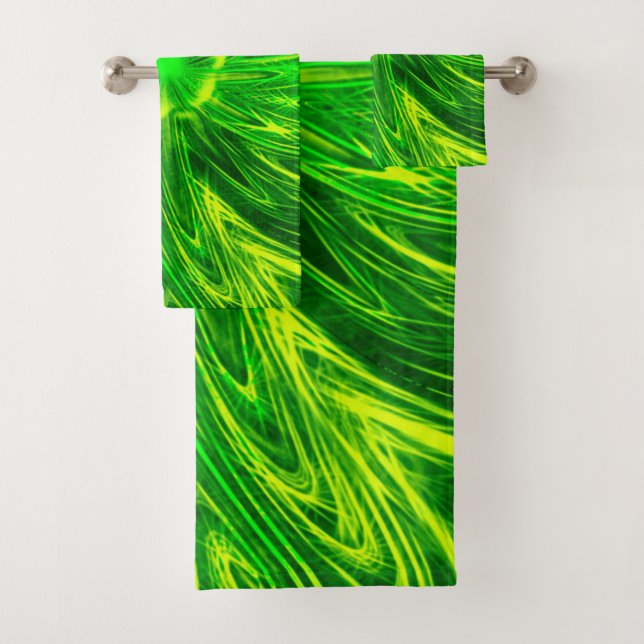 Serviette Abstraite Lignes Fleur verte (En situation)