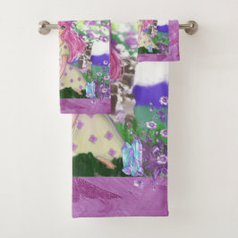 Serviette avec jeune fille avec fleurs