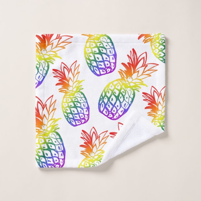 Serviette avec un vif ananas arc-en-ciel (Gant de toilette)