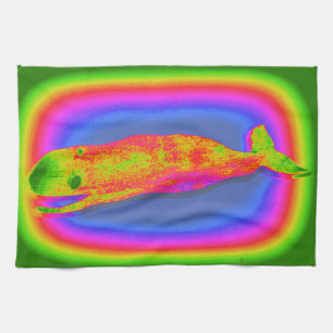 serviette baleine psychédélique souriante