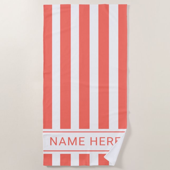 Serviette blanche en corail personnalisée avec vot (Devant)
