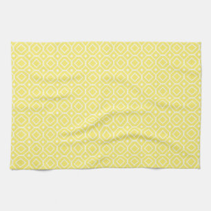Serviette blanche jaune de tissu de cuisine de