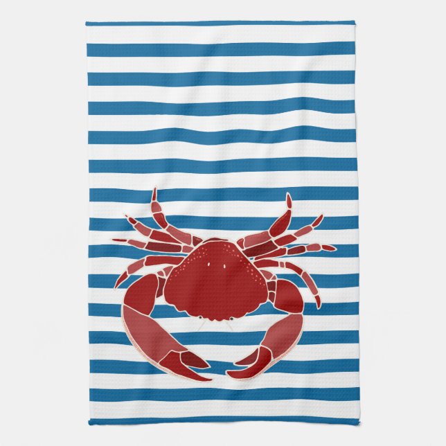 Serviette bleue et blanche de crabe rouge de (Vertical)