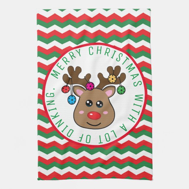 Serviette cuisine Pickleball Reindeer (Vertical)