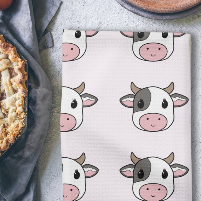 Serviette Cute Cow Rose (Cute Cow Pink Kitchen Towel)