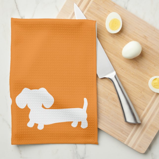 Serviette Dachshund Orange pour Amoureux de les ch (Quart Plié)