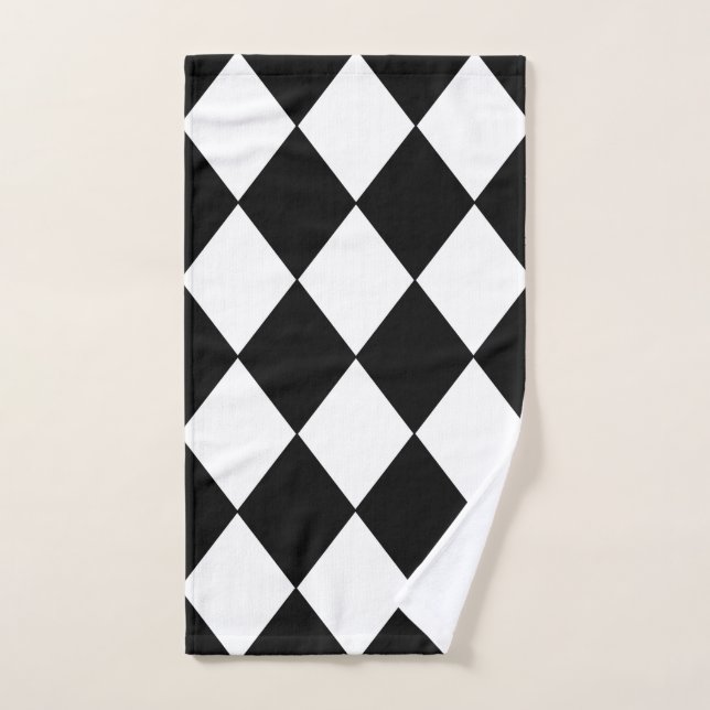 Serviette de À damiers en noir et blanc (Serviette à main)