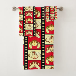 Serviette de bain 3 singes ensemble