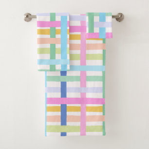 Serviette de bain à carreaux arc-en-ciel vif - Pas