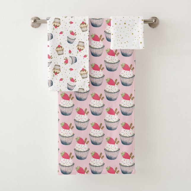 Serviette De Bain À Cupcake - Polka Rose Dot Desse (En situation)