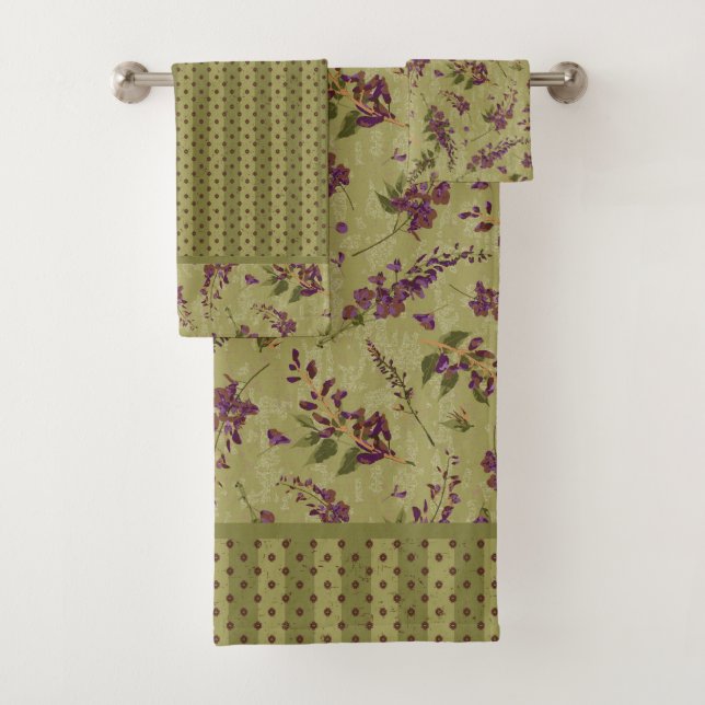 Serviette de bain à fleurs jetées à la Wisteria (En situation)