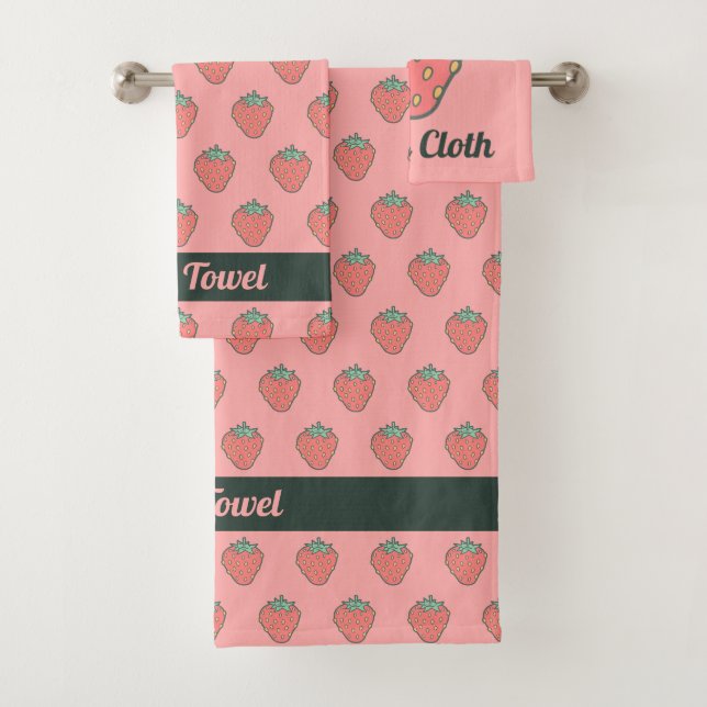 Serviette de bain à l'icône de fraise (En situation)
