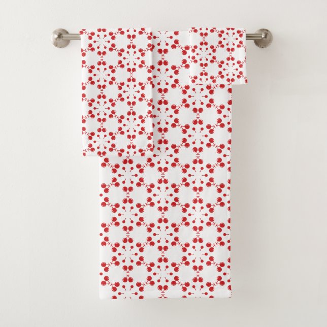 Serviette de bain aux cerises rouges (En situation)