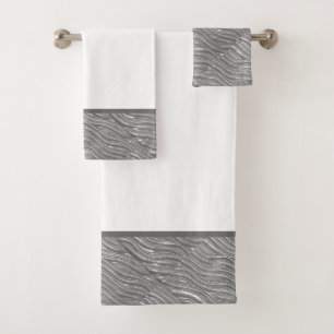 Serviette de bain avec motif d'eau gris