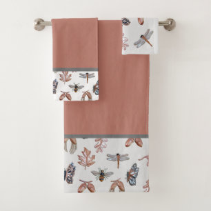 Serviette de bain avec Nature Print, cuivre