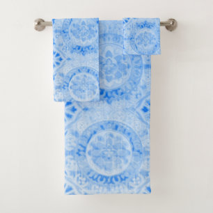 Serviette de bain bleu Damask