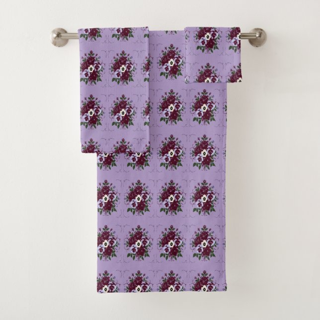 Serviette de Bain - Bouquet de Violettes (En situation)
