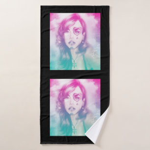 Serviette de bain colorée illustrée - Arc-en-ciel