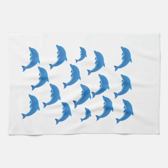 Serviette de bain dauphins sertie par les diamants (Horizontal)
