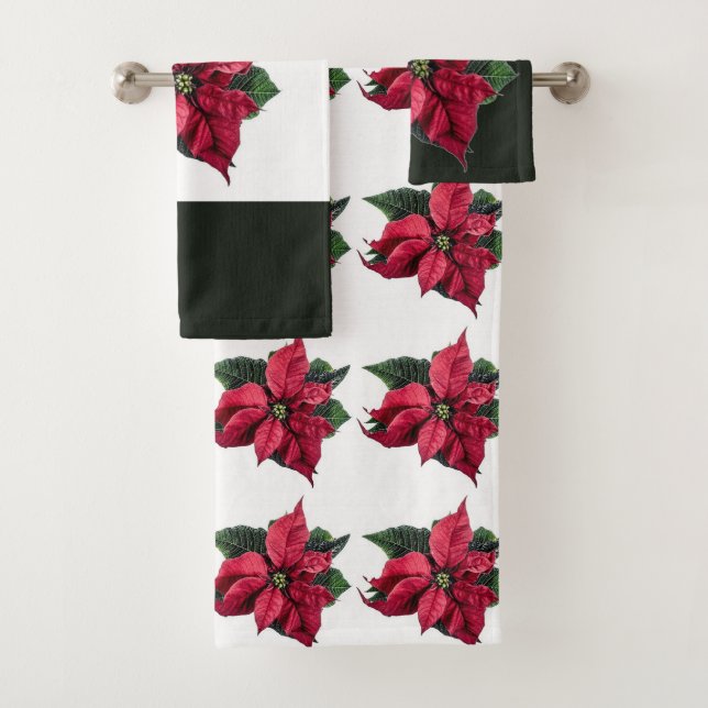 Serviette de bain de Noël Set Poinsettia Motif (En situation)