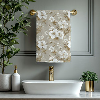 Serviette de bain élégante Fleurs blanches Couleur