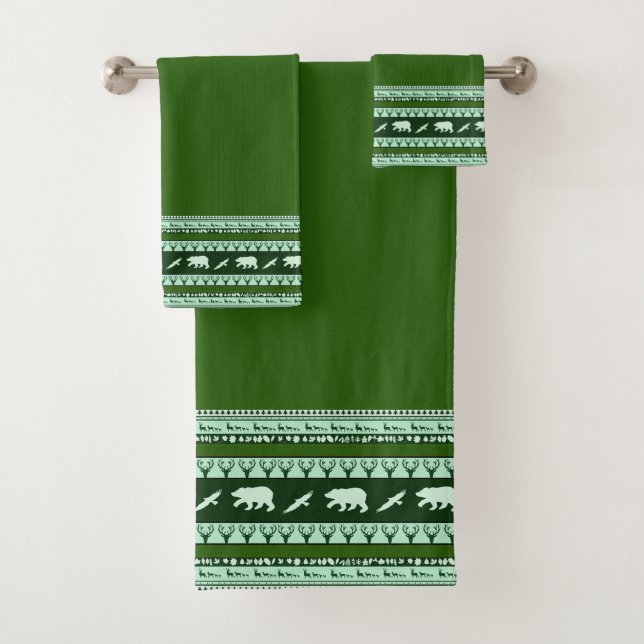 Serviette de bain en bois vert (En situation)