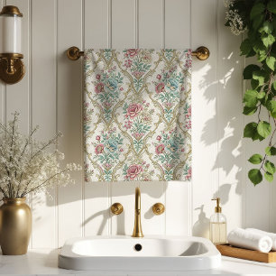 Serviette de bain en damas pastel de style victori