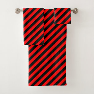 Serviette de bain en diagonale rouge/noir